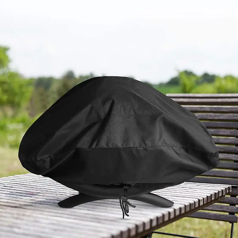 Oxford Cloth BBQ Cover Outdoor Dust Duty Rain Protective Round Multifunctional Barbecue Grill Cover Waterproof GrillStorage Wrap