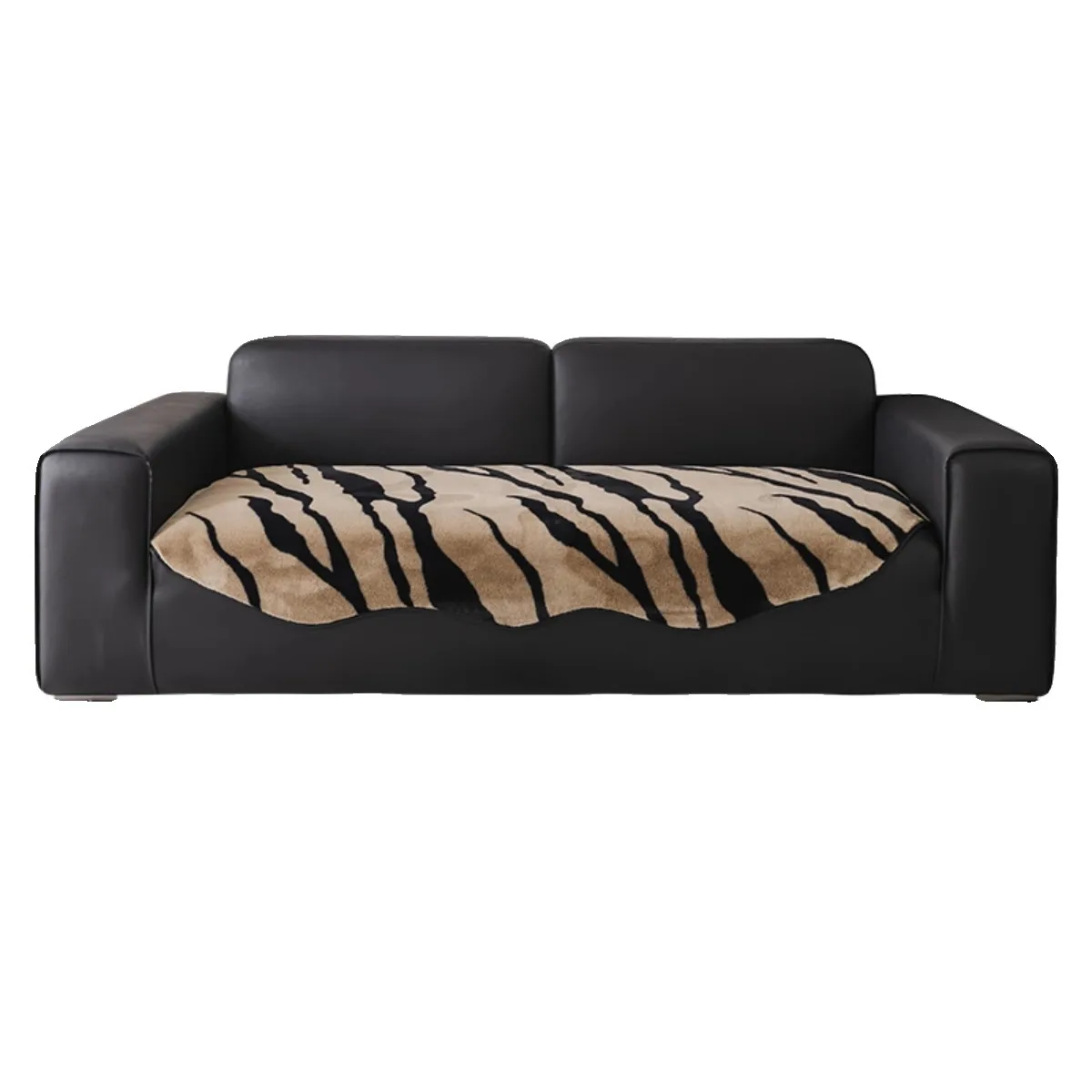 

Autumn and winter plush straight sofa cushions irregular shaped wave edge cushions warm zebra pattern non-slip cushions