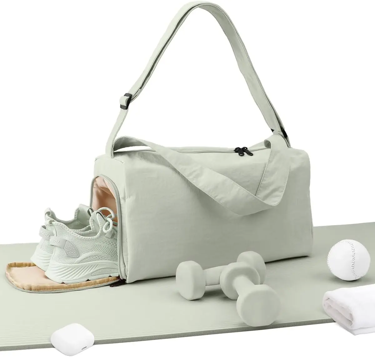 

Small Gym Bag for Women with Shoes Compartment, Stylish Duffle Travel Bagfor Women & Men, for Yoga, Pilates, Swimming
