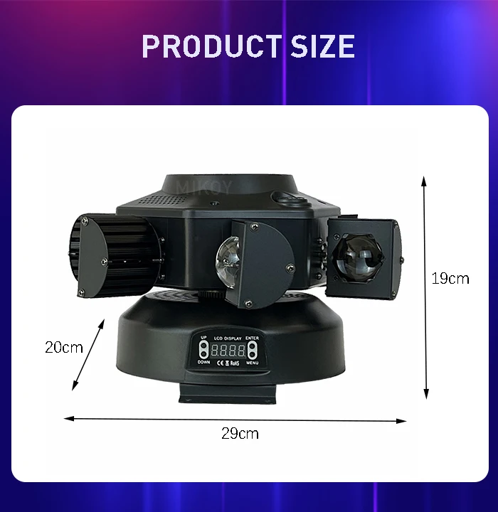 LED 10X10W 6 Kopf Moving Head Strahl Licht RG Laser Strobe Licht DMX Bühne Licht Voll farbe Strahl Licht Rotierenden Disco Party Bar – Detail 6