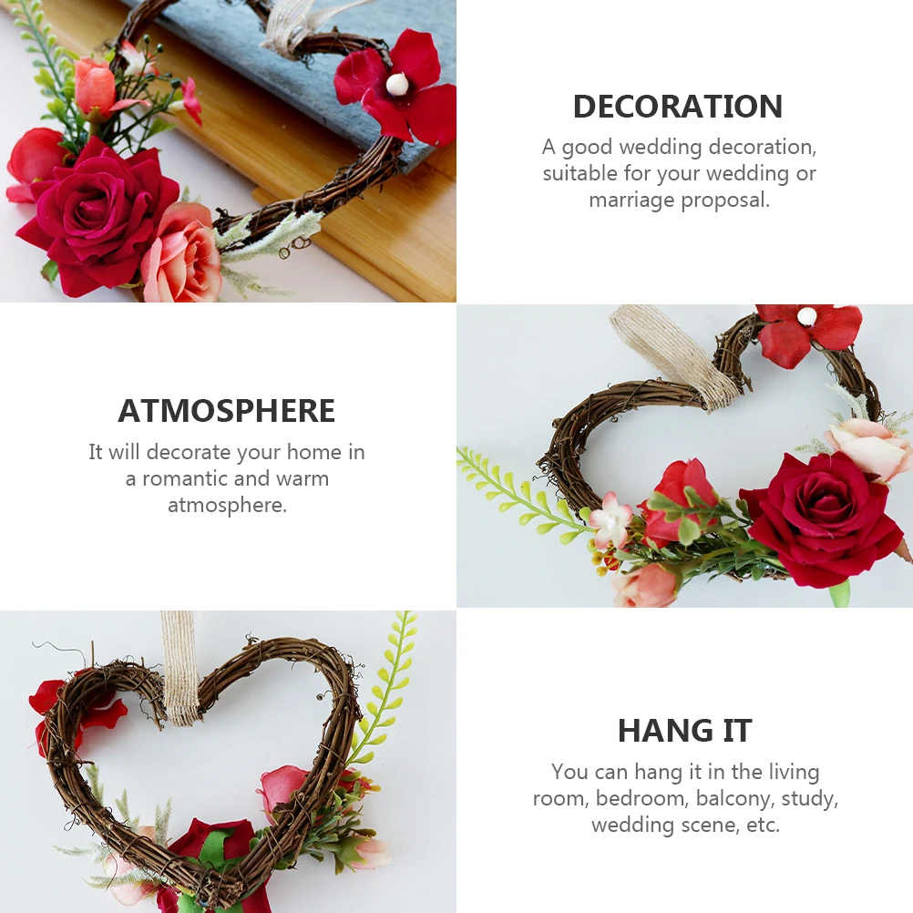 

1Pcs Artificial Rose Rattan Garland Realistic Design Romantic Wedding Supplies for Home Office European Door Ornament Decoration