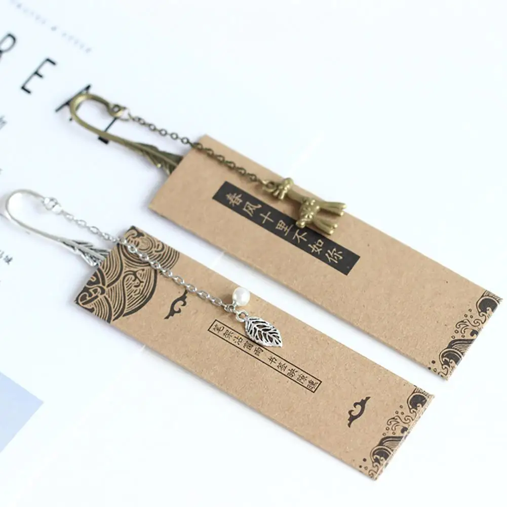 Metal Feather Bookmarks with Tassel Vintage Style Reading Alloy Feather Cutout Bookmark