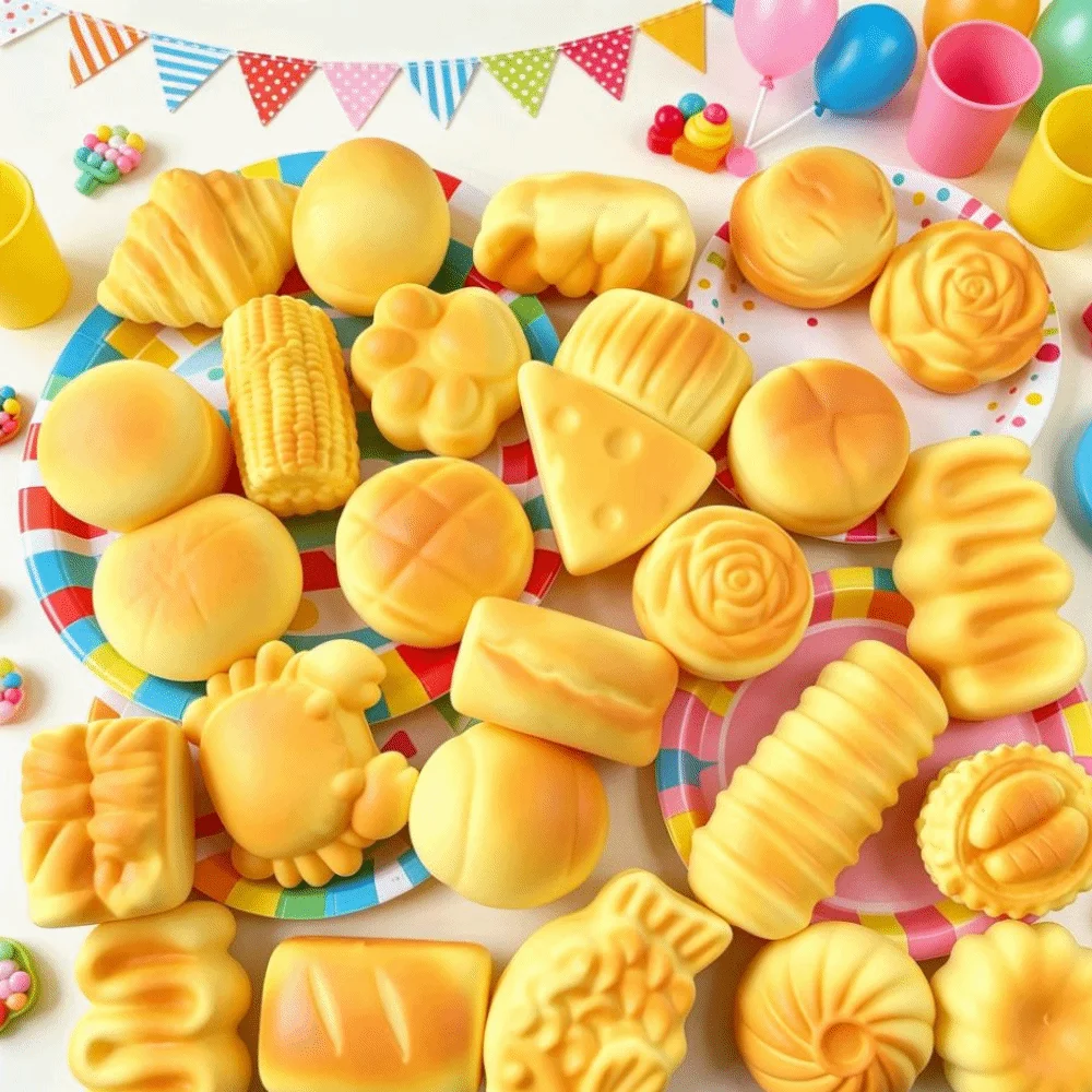 Shapeable Slow Rebound Simulated Bread Soft Random Style Fake Bread Squeezing Sensory Fidget Party Favors
