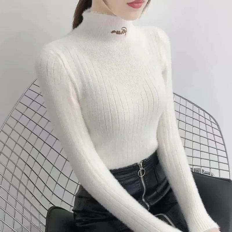 

Turtleneck Sweater Womens 2024 Autumn Winter Tops Korean Slim Women Pullover Jumper Knitted Sweater Pull Femme Hiver Truien