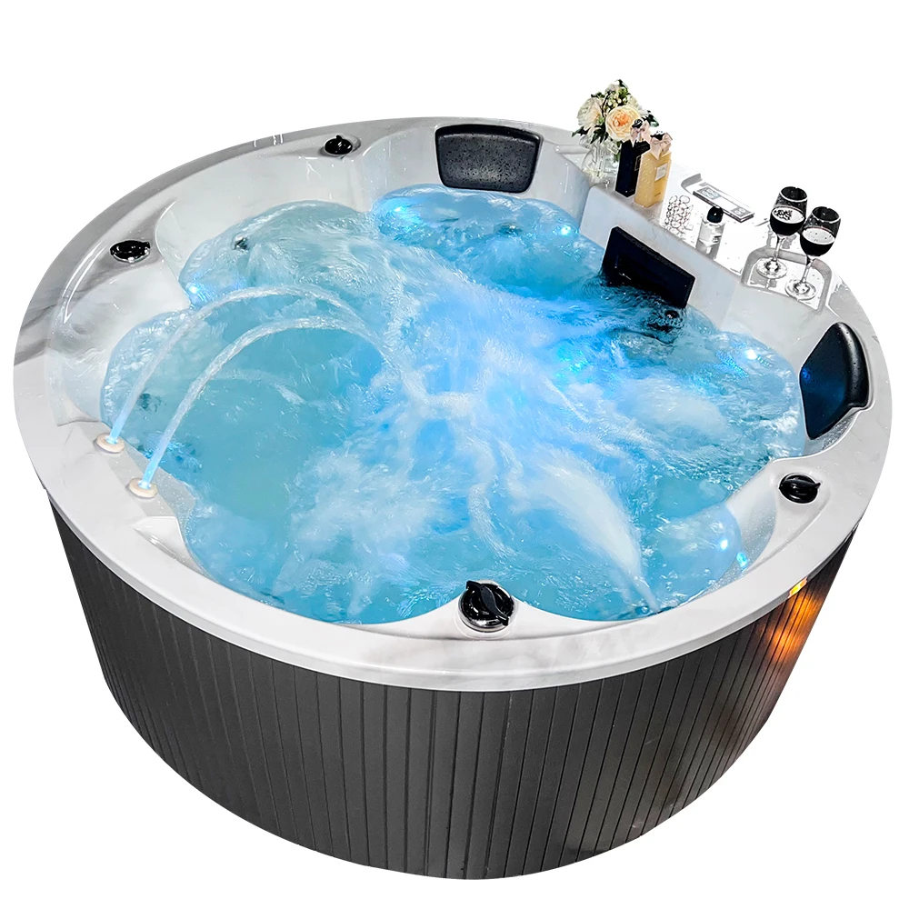 4-Person Freestanding Whirlpool Bathtub, 1.8m Acrylic Outdoor Hot Tub, 1800x1800mm 800L Combo Massage Bath, for Indoor Home view 4