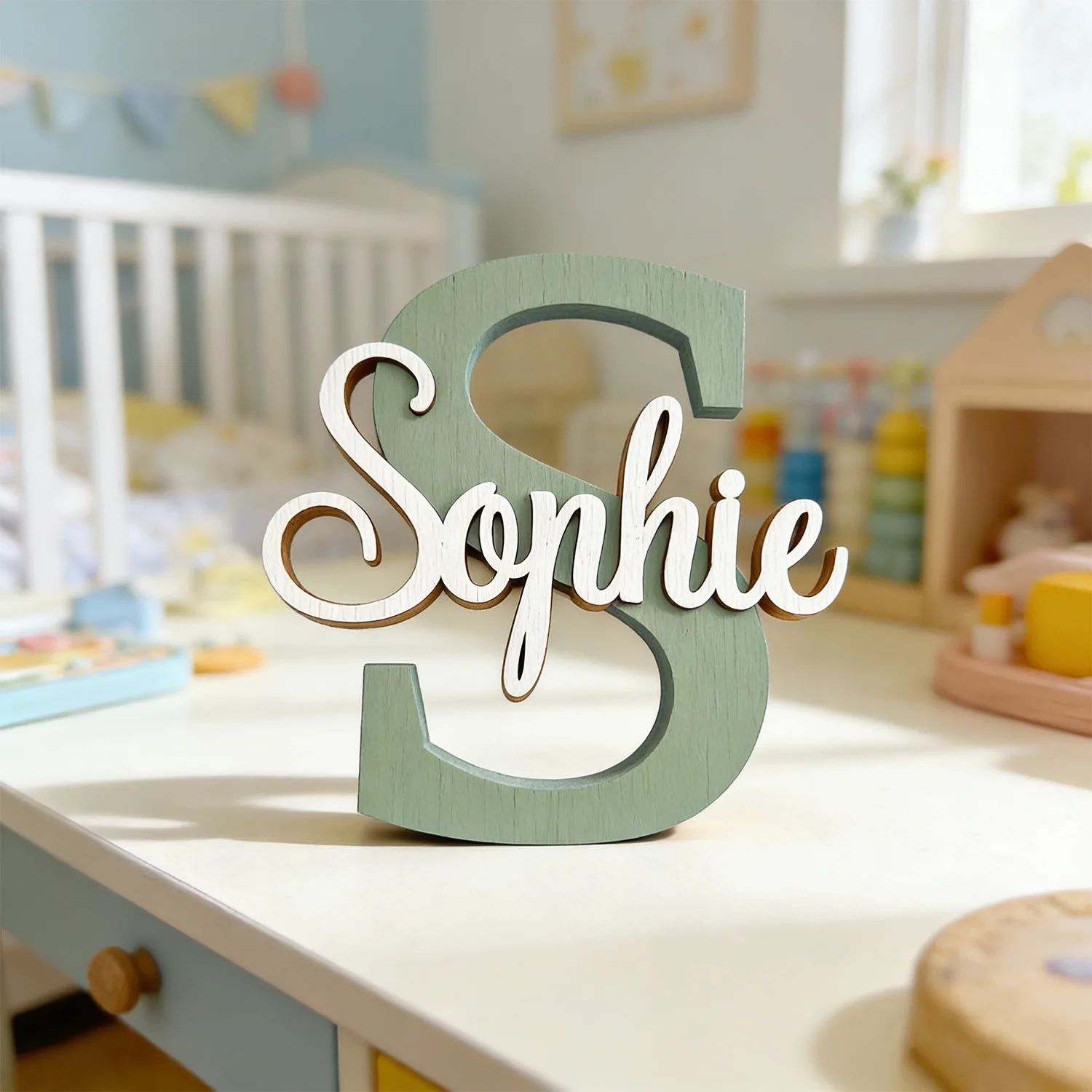 1pc Wooden Plaque with Personalized Name Letters, Customizable Content, Ideal for Birth, Baptism, and Wall Decoration Gifts