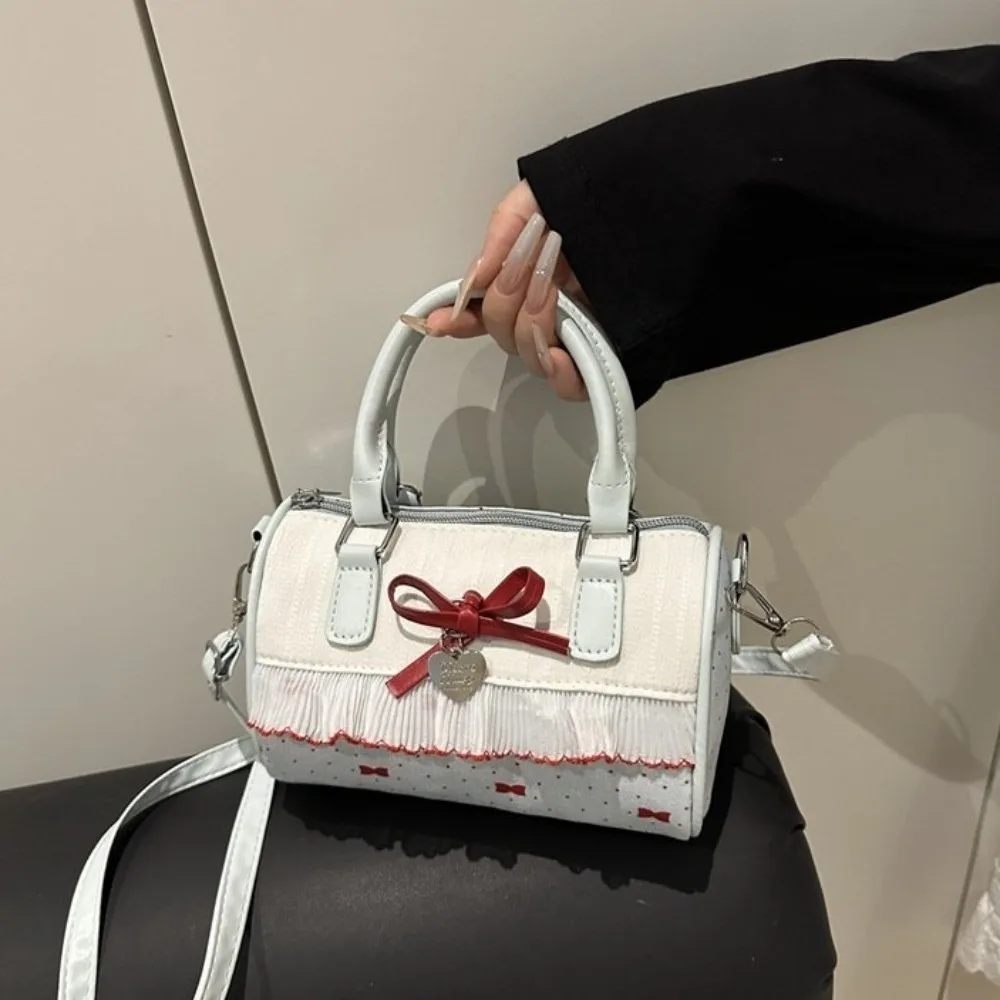 حقيبة يد سويت بولكا دوت بوسطن مقاومة للماء حقيبة بولينج كروس على الطراز الكوري بكتف واحد حقيبة مربعة صغيرة للمدرسة #1