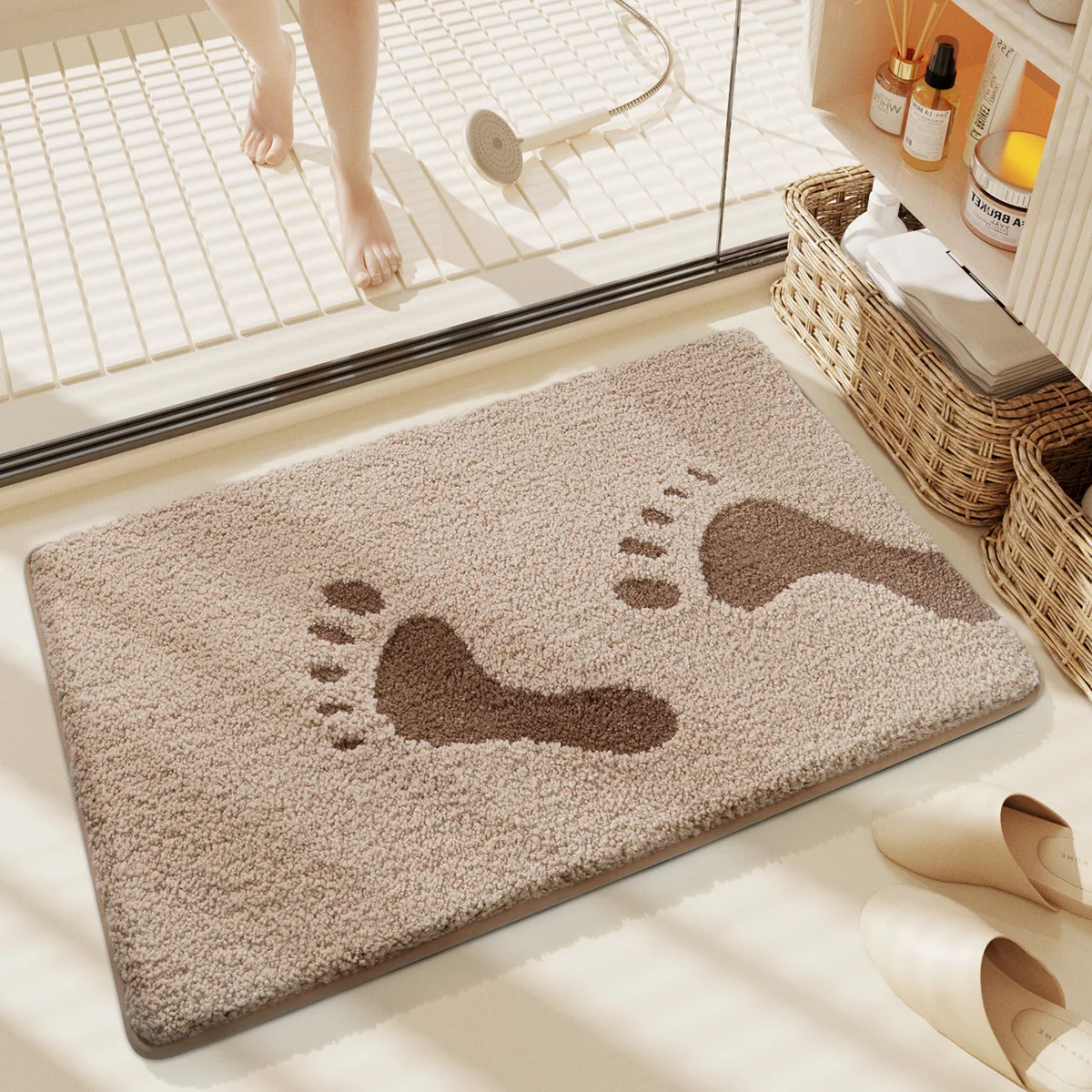 Bathroom Mat Non-slip and Absorbent Bath Rug Thick Flocked Microfiber Shower Room Door Mats High Quality Carpet