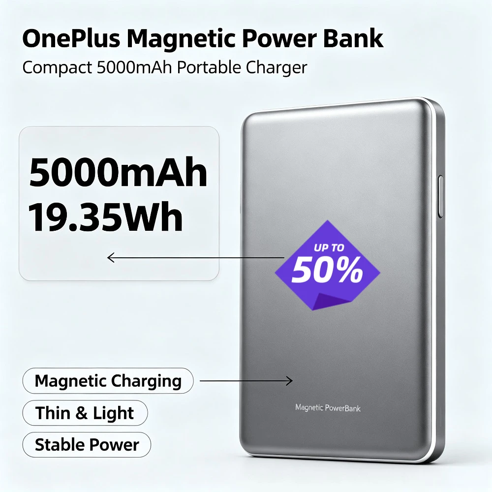 High-Quality 5000mAh 19.35Wh Magnetic Wireless Power Bank 0.88cm Thin 120g NTC Temp Control For OnePlus iPhone Android Phones