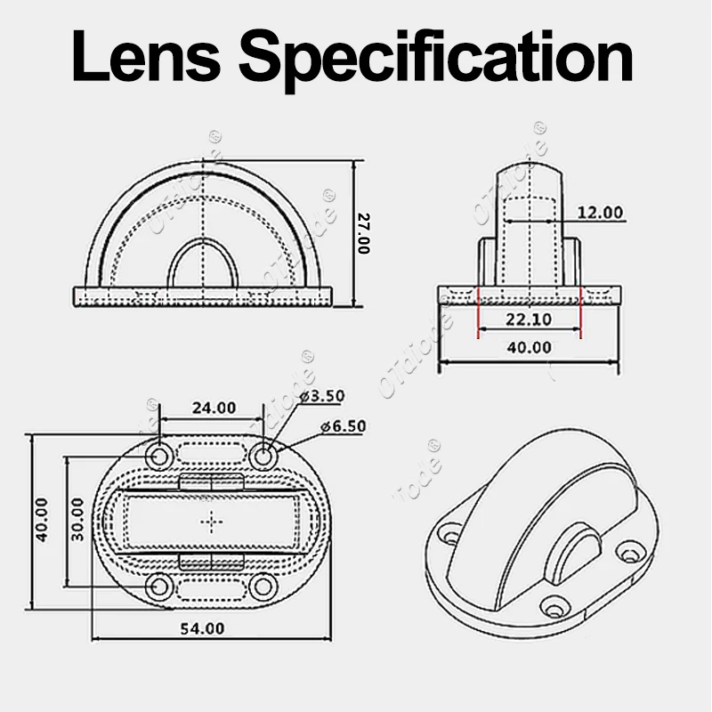 2pcs LED Lens 54x40mm 5X180 degree Window Light Lamp Wall Table Line Car Light Modified Transverse Condenser Lens For 1W 3W 5W
