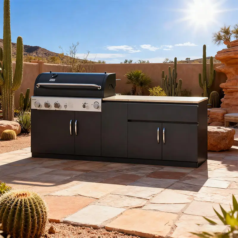 Luxury Stainless Steel Built-in Grill BBQ Pizza Oven Garden Bar Backyard Modular Entertainment Kitchen Outdoor Kitchen Pavilion
