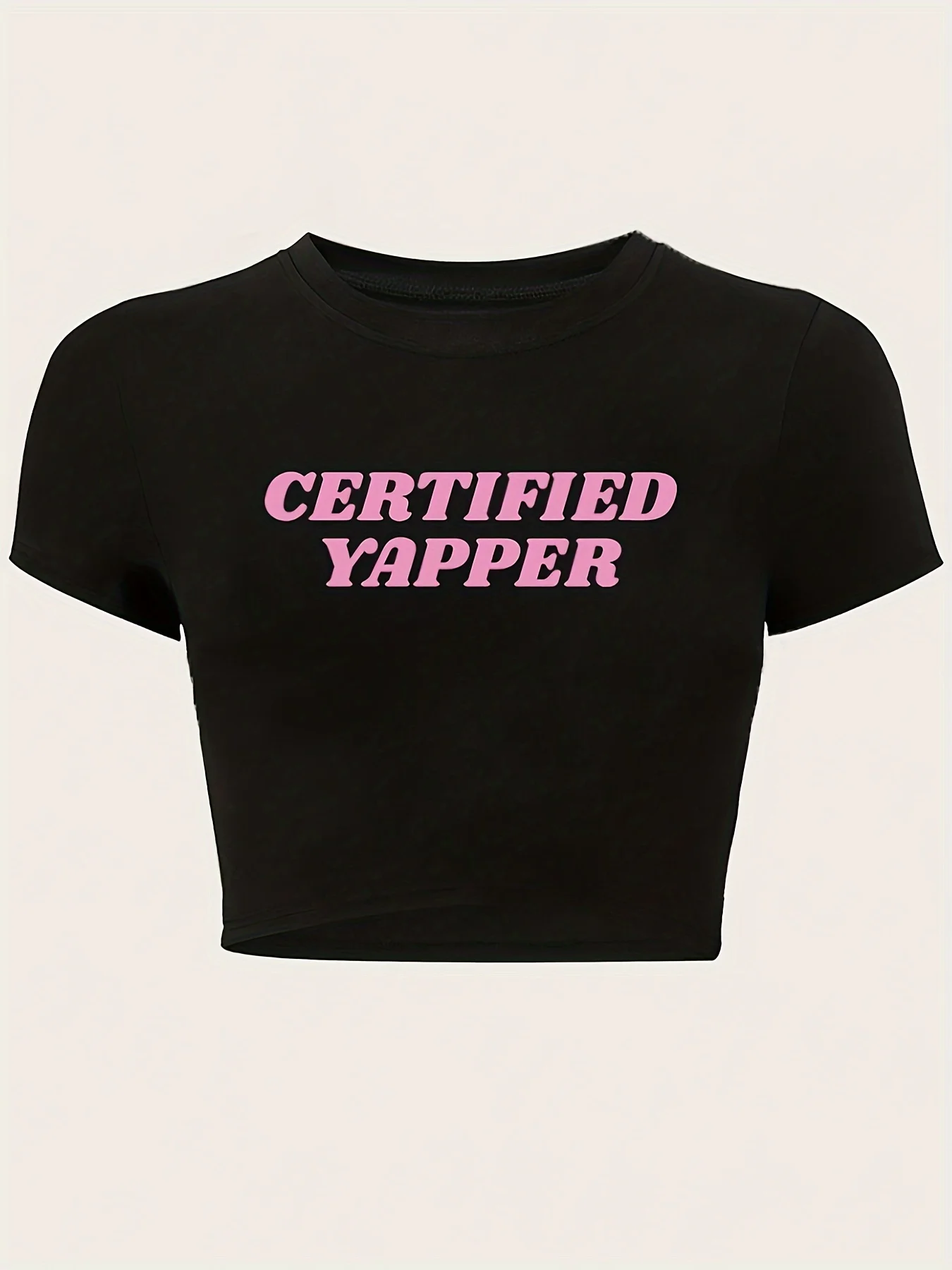 Neck Sleeve Summer Casual Ladies T Shirts Lettering Comfortable Women's High Elasticity Slim T-Shirt with Letter Print Round