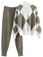 Hiver femmes tricoté 2 pièces ensemble musulman décontracté épaissir pull pull haut + pantalon tricoté 2 pièces costumes ensemble chaud tenue Abaya 2024 5