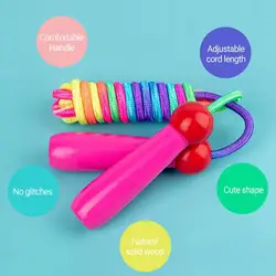 Children Skipping Rope Jump Rope Tangle-Free Rapid Speed Jumping Rope Rainbow Striped Wooden Handle Adjustable Length Jump Rope