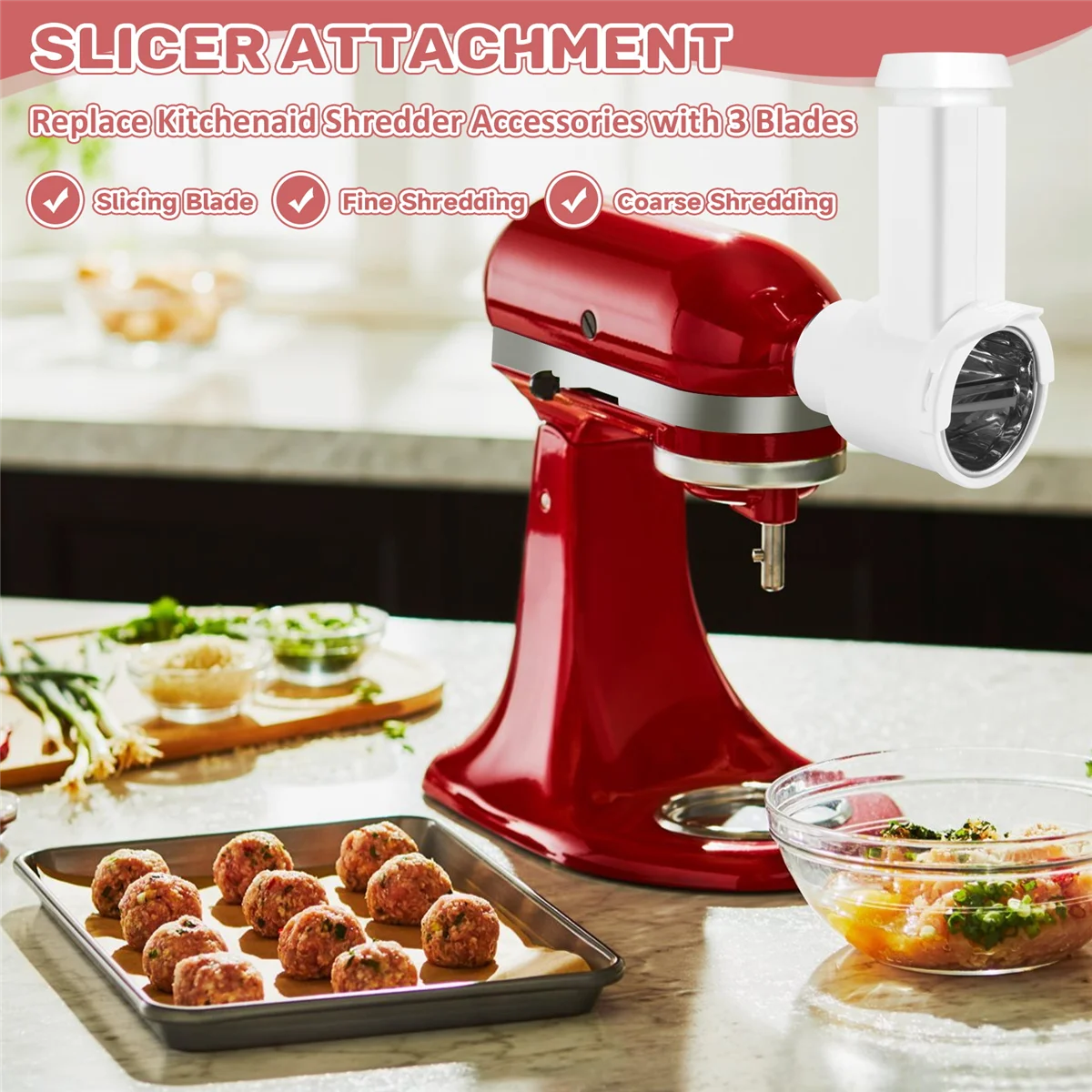 HOT Cheese Slicer Shredder Attachment for Kitchenaid Stand Mixer,Replace Kitchenaid Shredder Accessories with 3 Blades