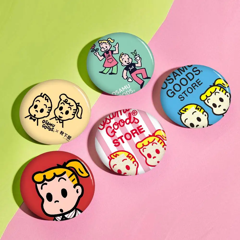 O-Osamu Goods Banner Art Anime Button Pin Handmade Brooch For Clothes Cartoon Badge Backpack Decoration Jewelry Accessories