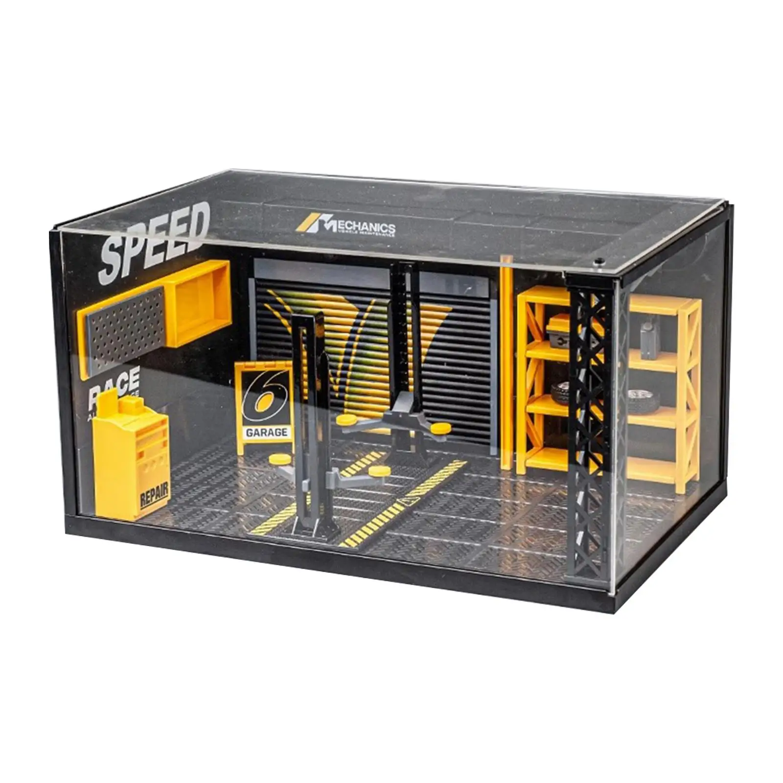 Garage per auto Diorama in scala 1:24 con luci da collezione, ornamenti di simulazione