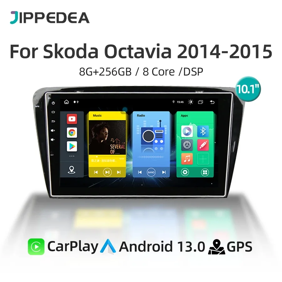 Car Multimedia Player Android 13.0 Wireless CarPlay GPS Navigation 4G WiFi Bluetooth RDS Car RadioFor Skoda Octavia 2014-2015