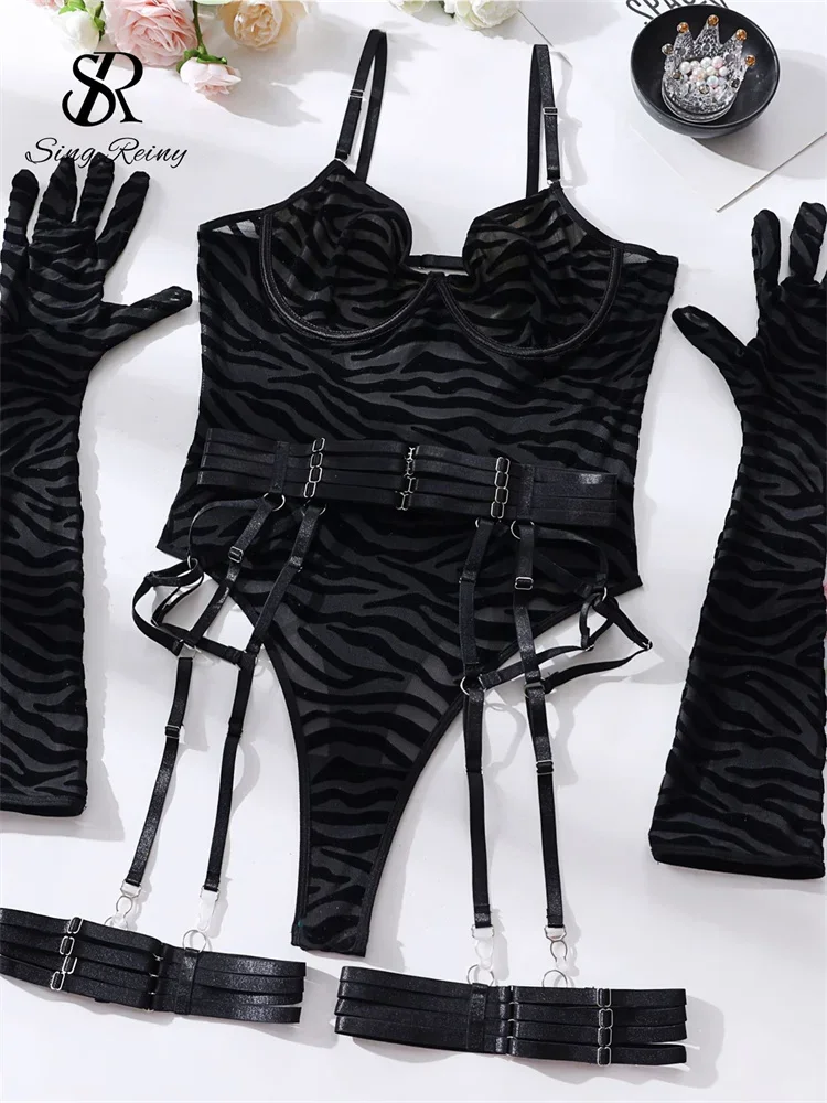 

SINGREINY чувственное однотонное нижнее белье, комбинезоны, модные тонкие комбинезоны без бретелек с нарукавниками, женские прозрачные сетчатые сексуальные боди