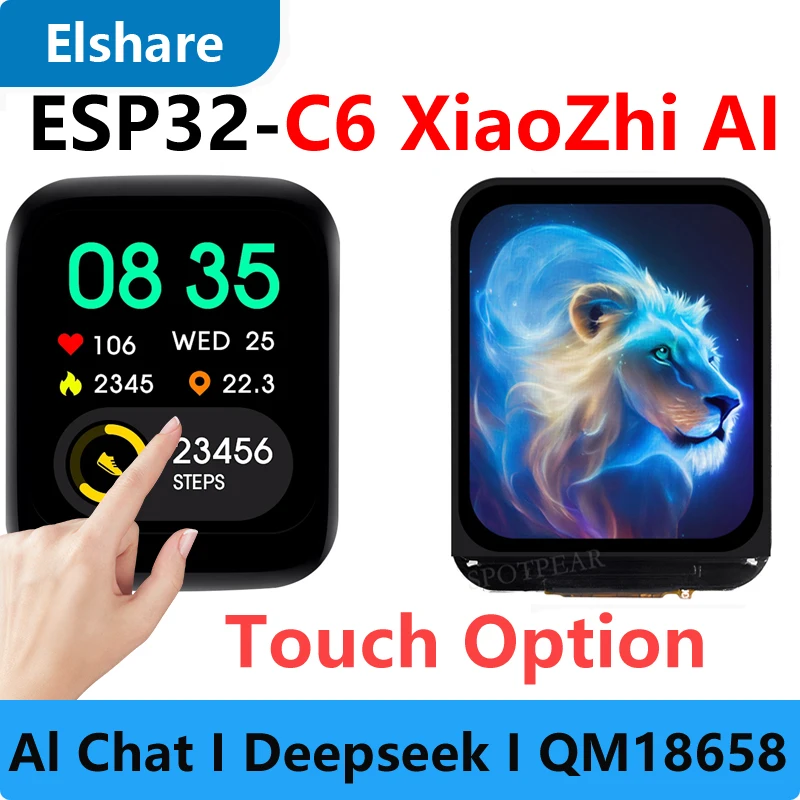 DeepSeek AI Voice Chat ESP32 C6  240x280 Development Board 1.69 inch LCD Display 1.69inch TouchScreen Programmable Watch