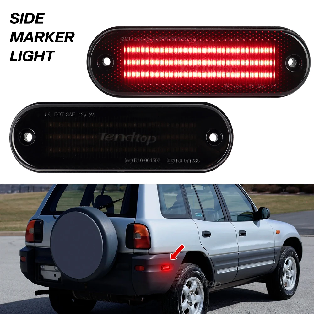 2pcs Red Rear Bumper Reflector Light  Side Marker Signal Corner Lights  Parking Lamp For Toyota RAV4 RAV 4 1996-2000