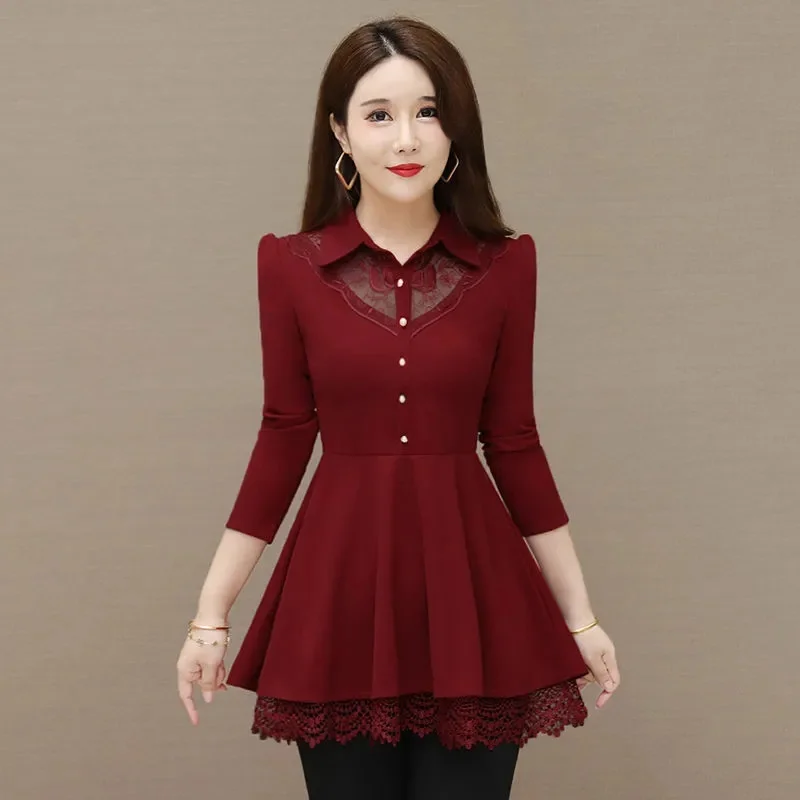 

Высококачественная женская верхняя одежда большого размера 5XL, осенне-зимняя женская кружевная лоскутная куртка, пальто, корейская женская куртка для отдыха с длинными рукавами