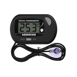 LCD Digital Aquarium Thermometer Fish Tank Thermometer with Waterproof Sensor Probe Suction Cup for Reptile Incubators