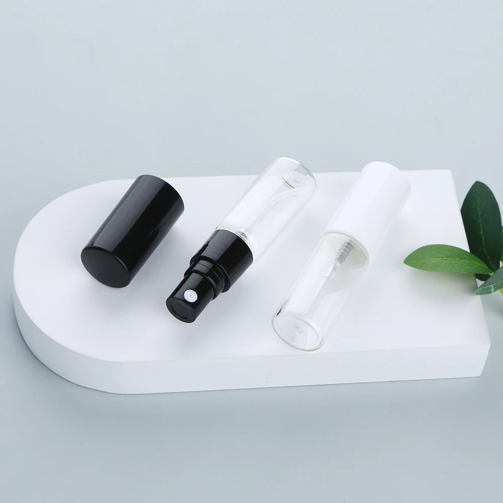 

100pcs/lot 5ml White Black Portable Glass Perfume Empty Bottle Refillable Mini Spray Bottle Travel Empty Spray Container