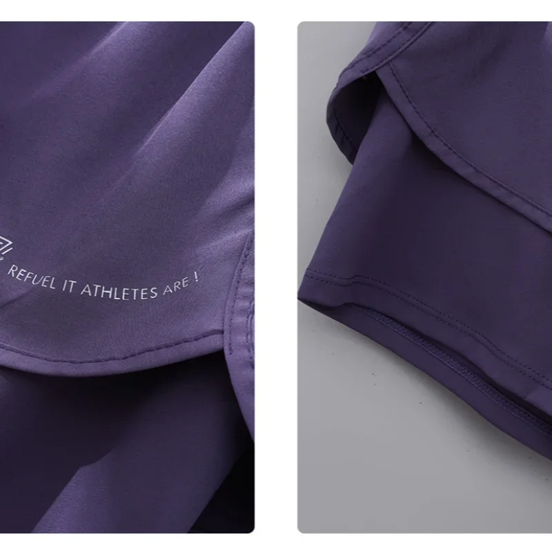 شورت جري نسائي 2 في 1 شورت صيفي سريع الجفاف عالي الخصر للمشي لمسافات طويلة مع جيب ملابس ركوب الدراجات خفيفة الوزن ملابس رياضية