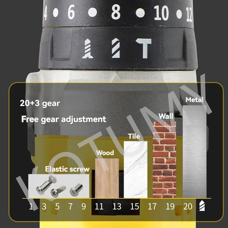 21V Cordless Drill Rechargeable Electric Screwdriver Brushless Lithium Battery Household Multi-function 2 Speed Power Tools