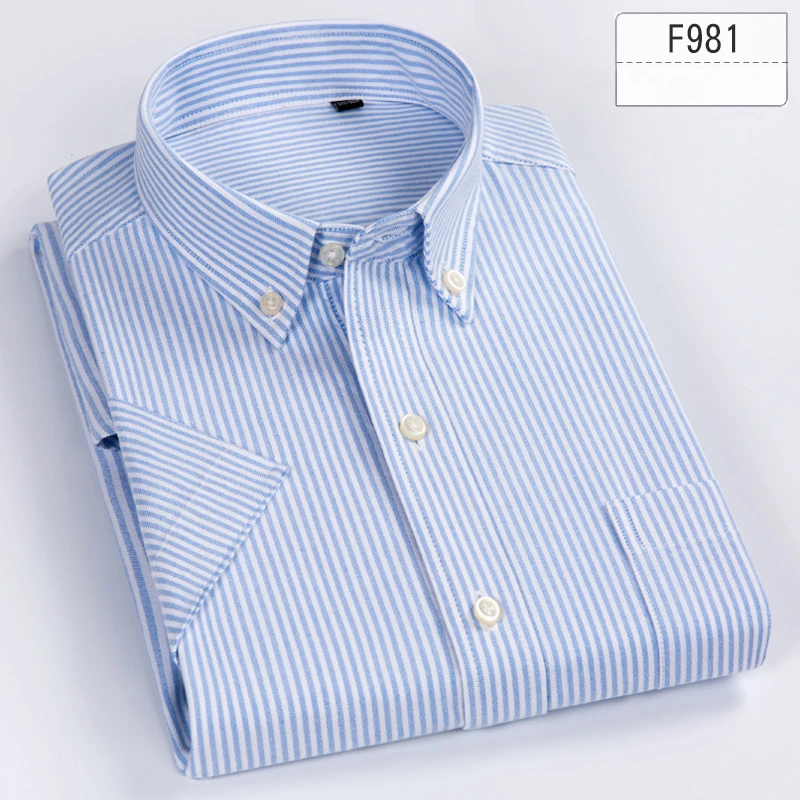 Camisa de manga corta de algodón 100% para hombre, camisa informal ajustada a rayas, ropa de oficina sólida, alta calidad, novedad de verano