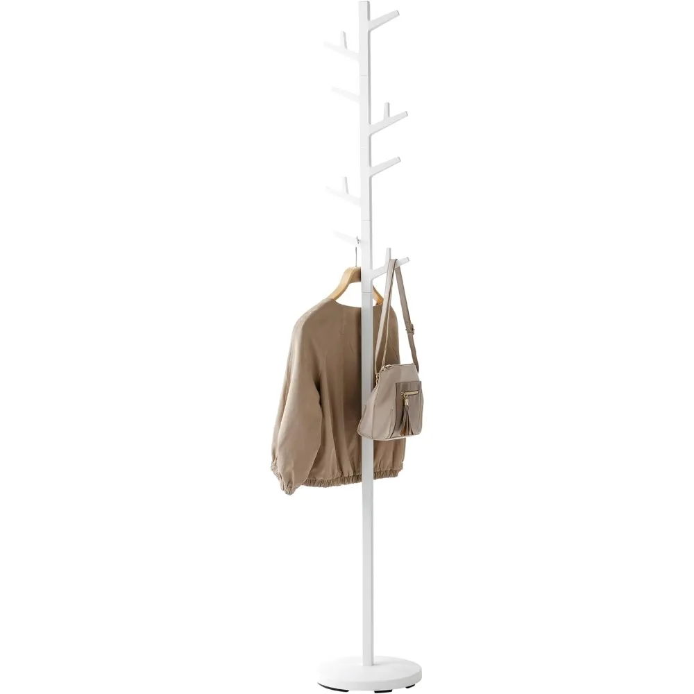 Home Coat Rack Tree/Standing Coat and Hat Hanger Steel One Size White