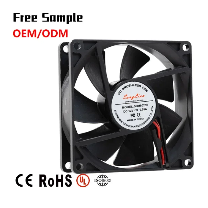 

8025 DC Axial Flow Fan 80x80x25mm 12V 24V Brushless High CFM Low Noise for Inverter Server Computer Chassis Power Supply OEM ODM