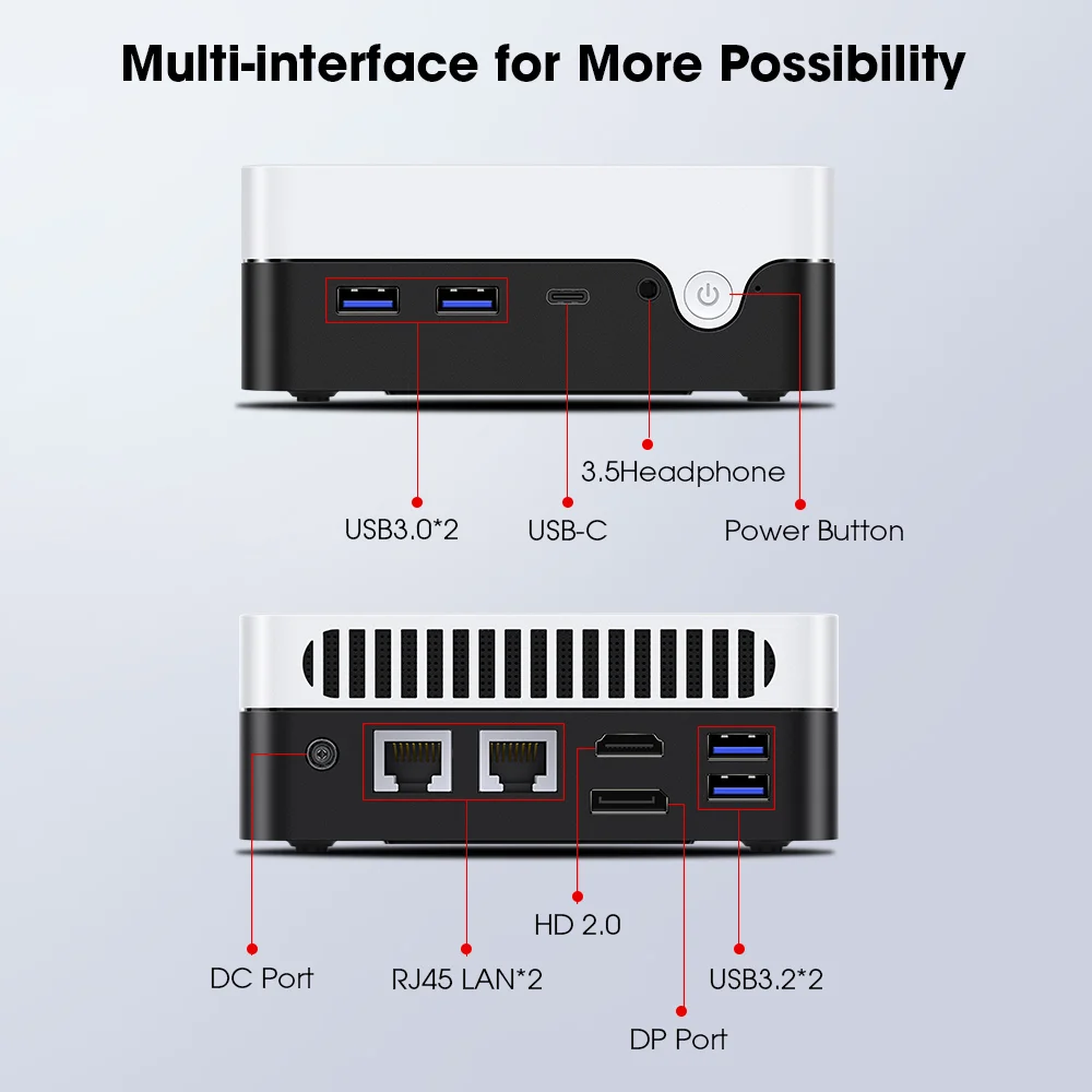 CHUWI LarkBox X Mini PC Intel 12th N100 12GB LPDDR5 512GB SSD Windows 11 Saída de Tela Tripla 4K Ultra HD WiFi 6 Bluetooth 5.2