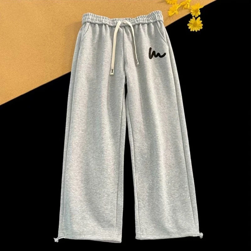 

Мужские спортивные брюки на весну-осень с принтом, на шнурке, свободного кроя, прямые, повседневные