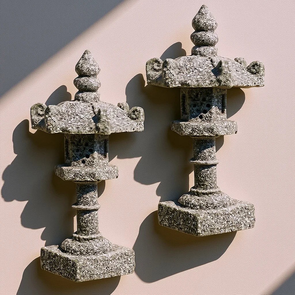 

2Pcs Small Garden Decor Stone Pagoda Statue for Indoor Outdoor Use Mini Landscape Terrarium Office Desk Ornament Vintage Design