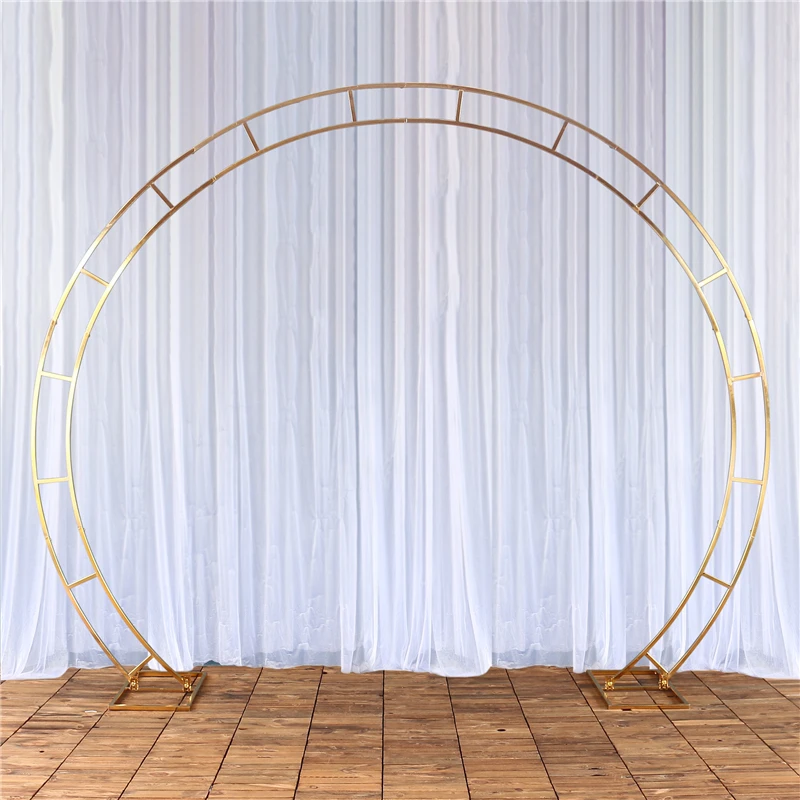 

JAROWN Wedding Decor Circular Arch Shiny Gold Backdrop Stand Dual-Arch Flower Stand Party Decoration Stage Background Circle Arc