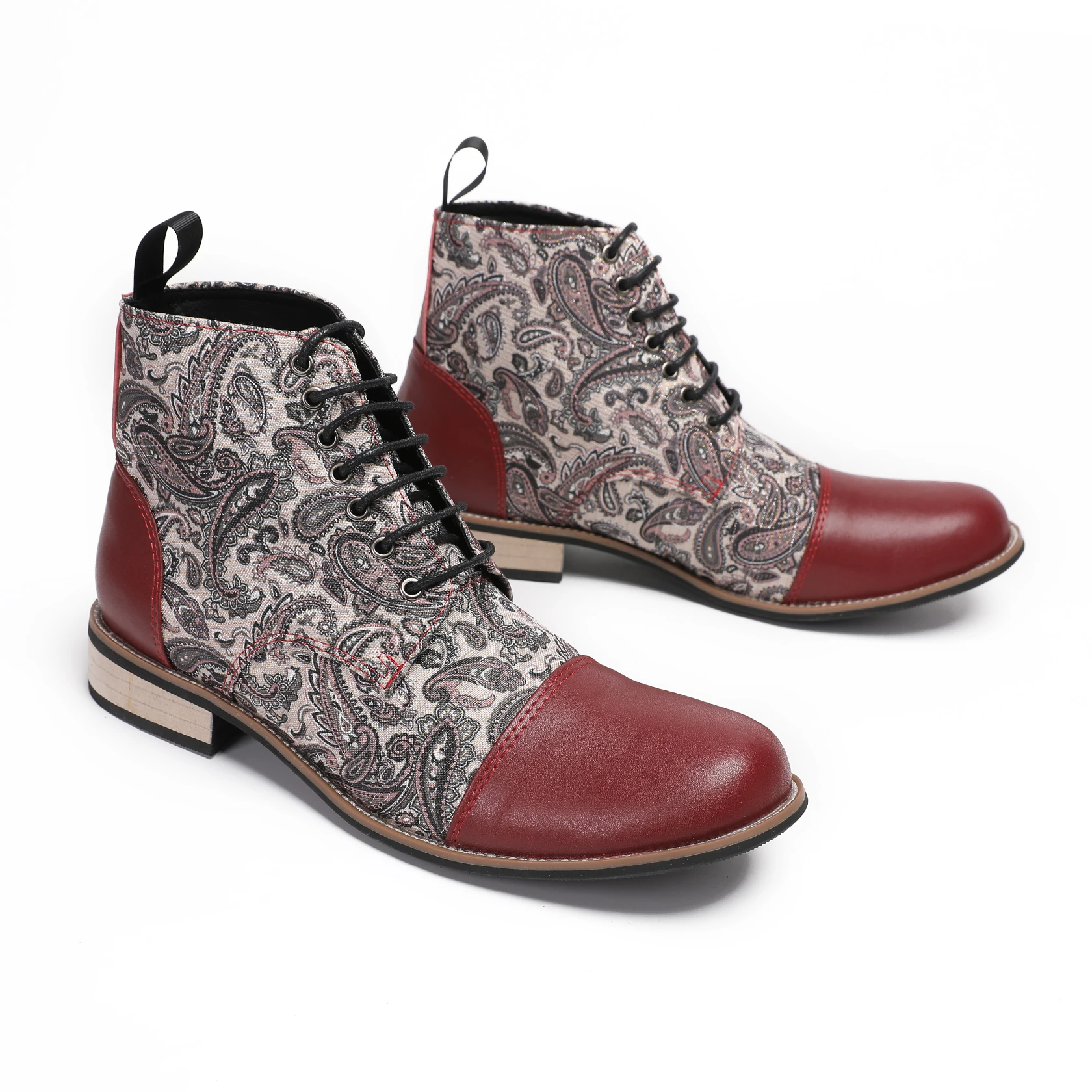 winter autumn pattern patchwork real leather men short boots large size lace up casual motorcycle ankle boots man leather shoes