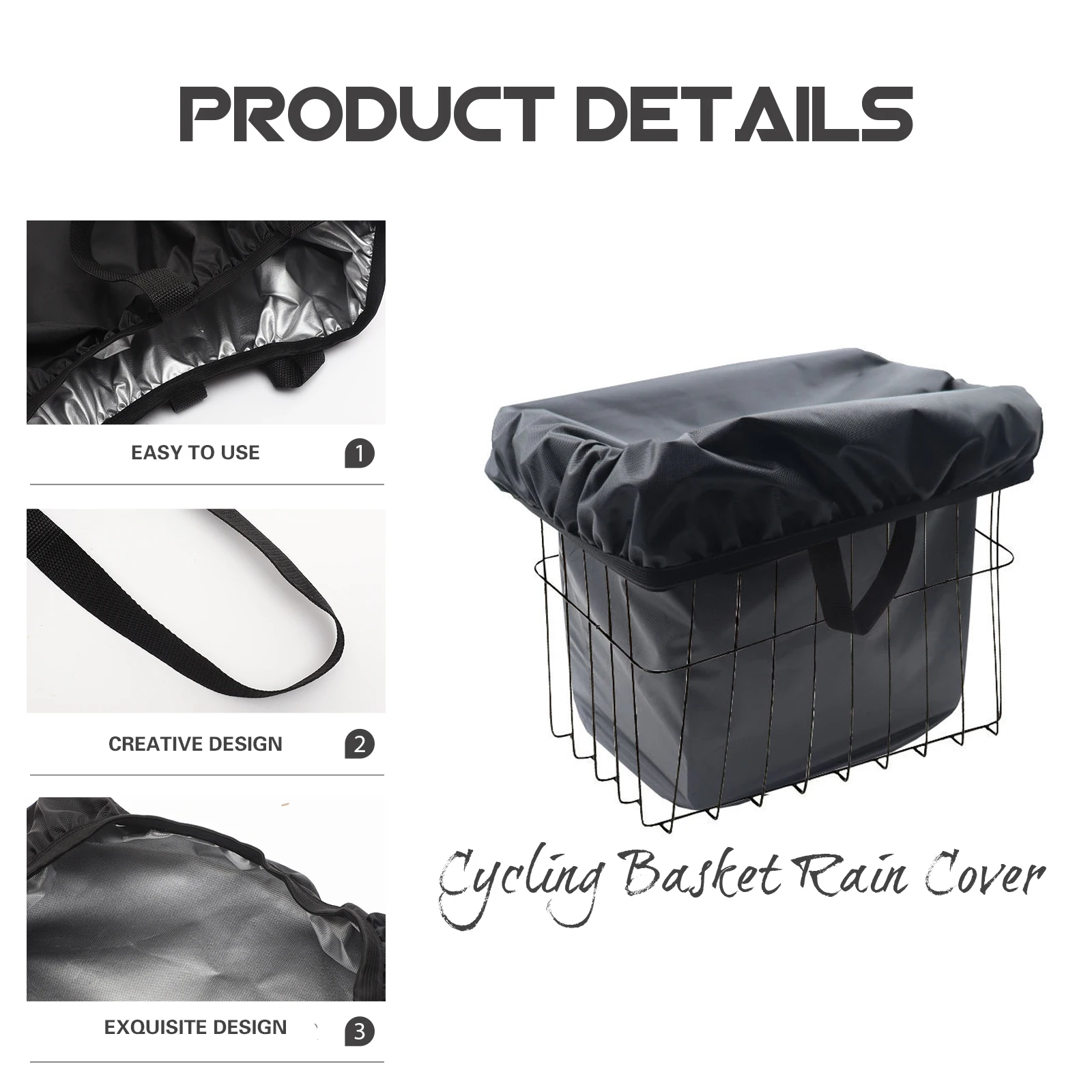 

Rainproof Bike Basket Cover Oxford Cloth Wear-Resistant Foldable Lightweight for Front Rear Baskets Cycling Travel Hiking