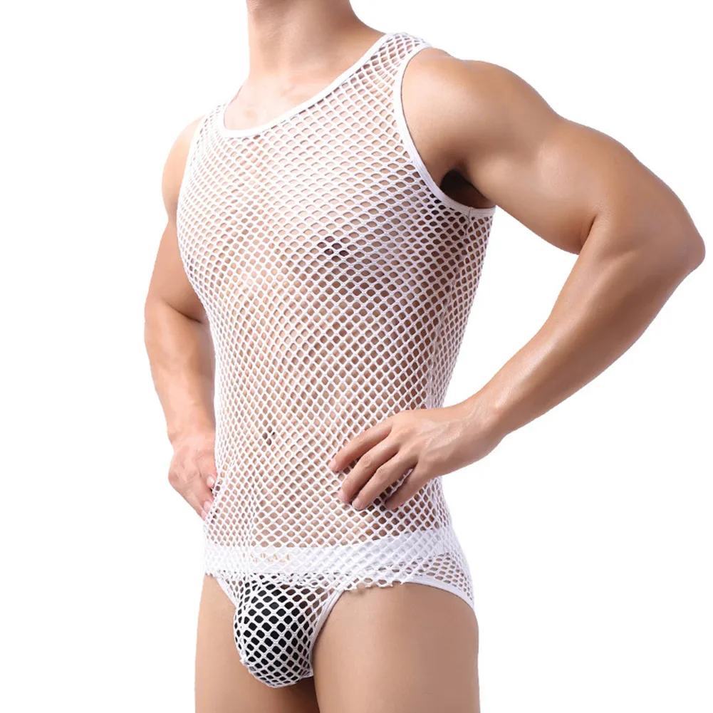 

Sexy Fishnet Sheer Mens Vest Sleeveless T-Shirt Tank Top Singlet Muscle Comfy Mesh Breathable Shirt Slim Fit Tee Tank Vest