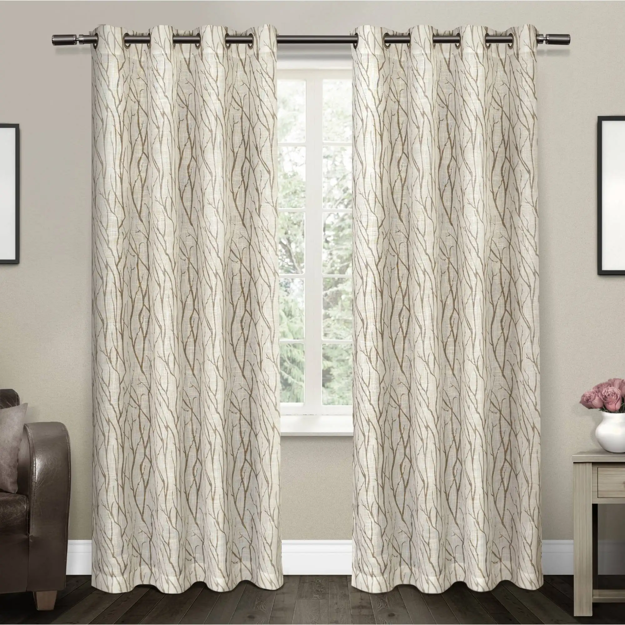 

Curtains Oakdale Light Filtering Semi-Sheer Textured Linen Grommet Top Curtain Panel Pair, 54X84, Taupe
