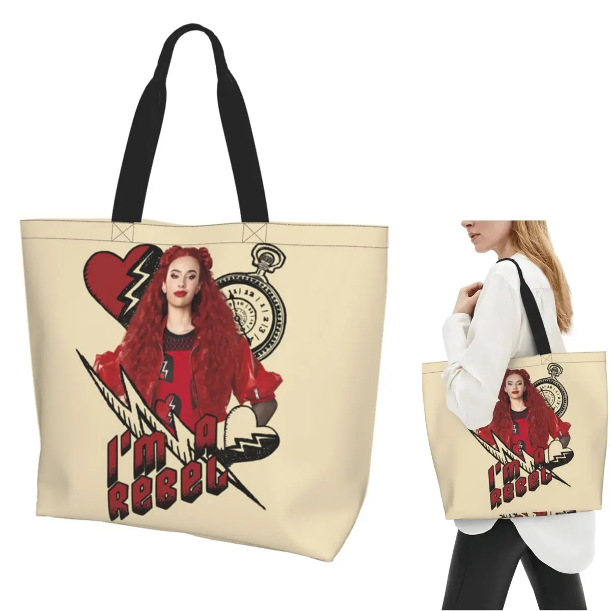 

Descendants 4 The Rise Of Red Accessories Shopping Tote Bag Canvas Large Capacity Shoulder Bags Shopper Grocery Handbag Women