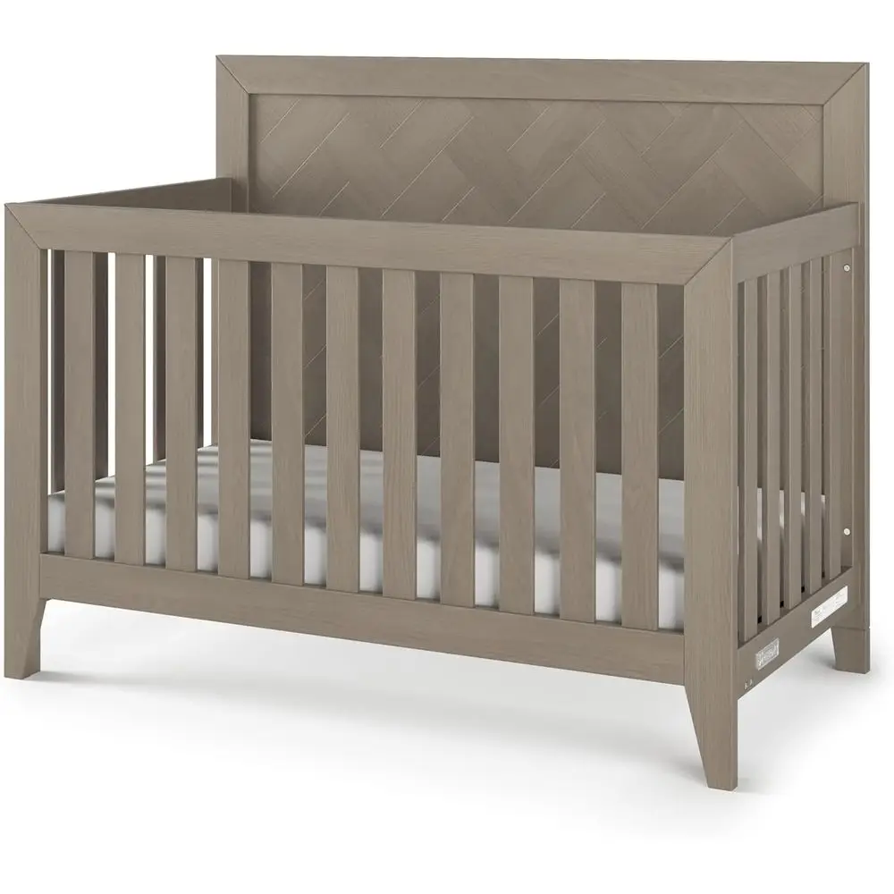 

Convertible Wooden Crib for Baby, Toddler, Daybed, and Full-Size Bed, Adjustable Mattress Heights, Non-Toxic Finish (Crescent Gr