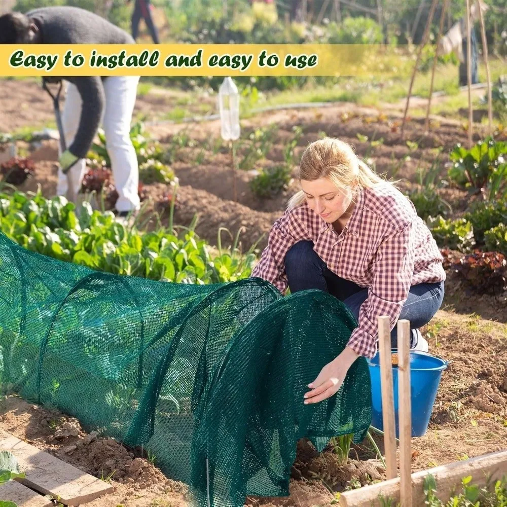 Collapsible Greenhouse Tunnel UV Protection Metal Frame Plant Protective Cover Green Mesh Portable Bird Insect Barrier