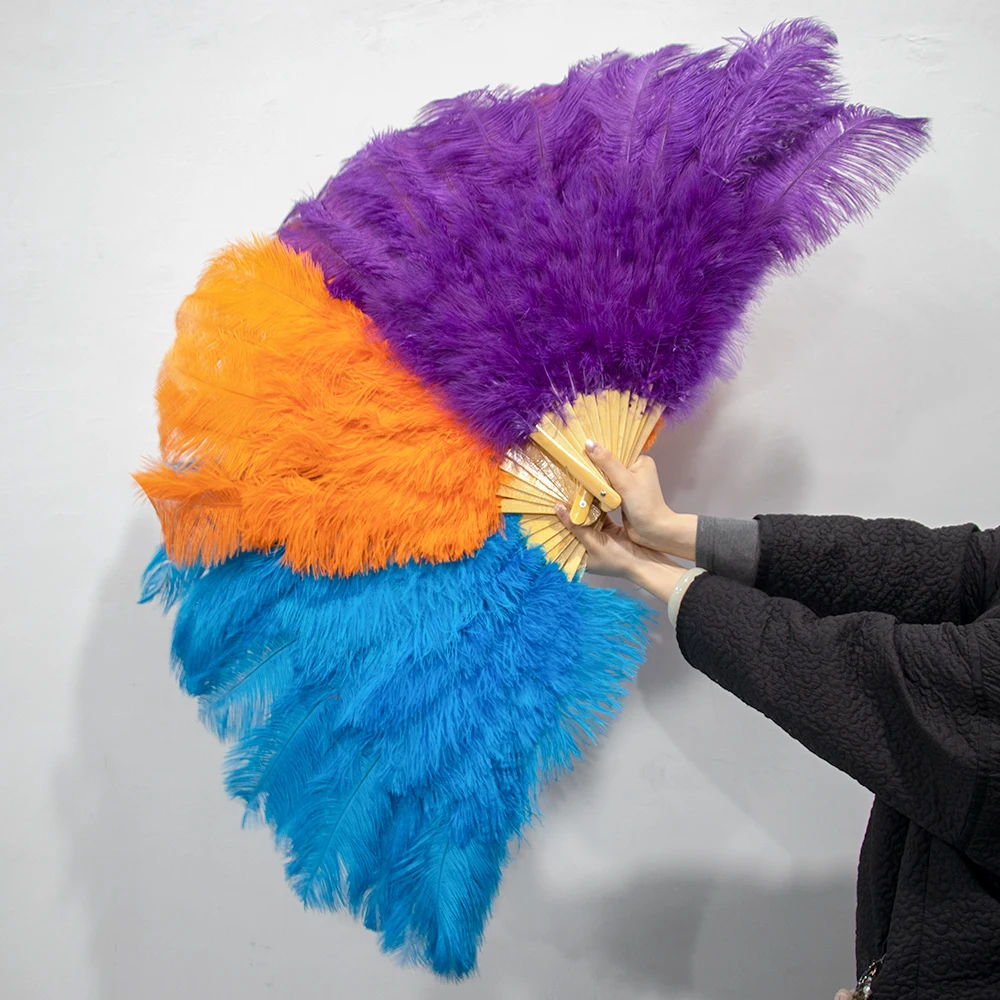 

Натуральные большие веера из страусиных перьев, 13-батончики, пушистые перо, складной веер для карнавала, вечеринки, сцены, опера, держащий реквизит, аксессуар для декора