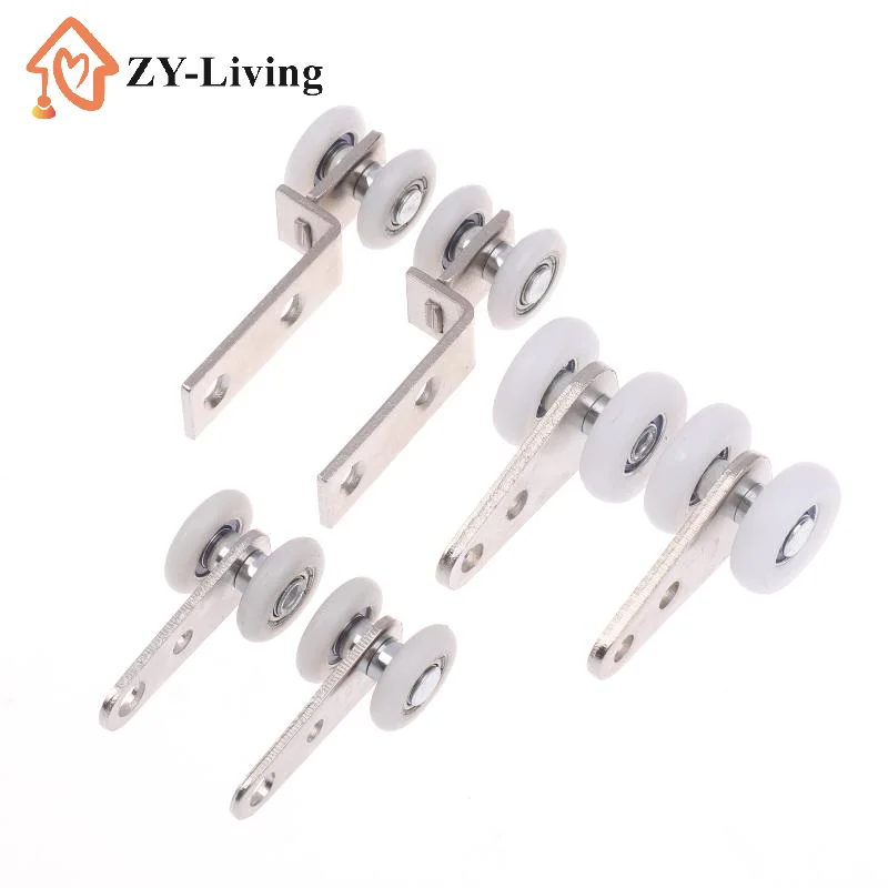 2pcs Curtain Rails Pulleys Sliding Door Pulley Hanging Track Pulley Block For Sliding Door Cabinets Window Hardware