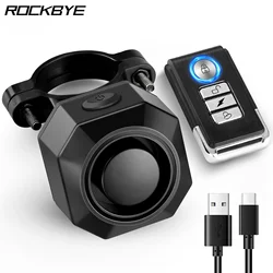 Rockbye Bicycle Burglar Alarm IP55 Waterproof USB Type-C Port Rechargeable Wireless Remote Control Motorcycle Anti-Theft system