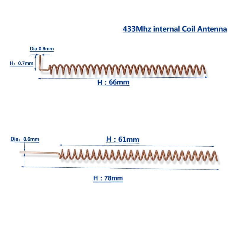 Imagem -03 - Antena Interna Helicoidal Aérea Omni Wifi para Soldagem Controle Remoto 433mhz Lora 3dbi Spring Coil Pcb 100 Pcs