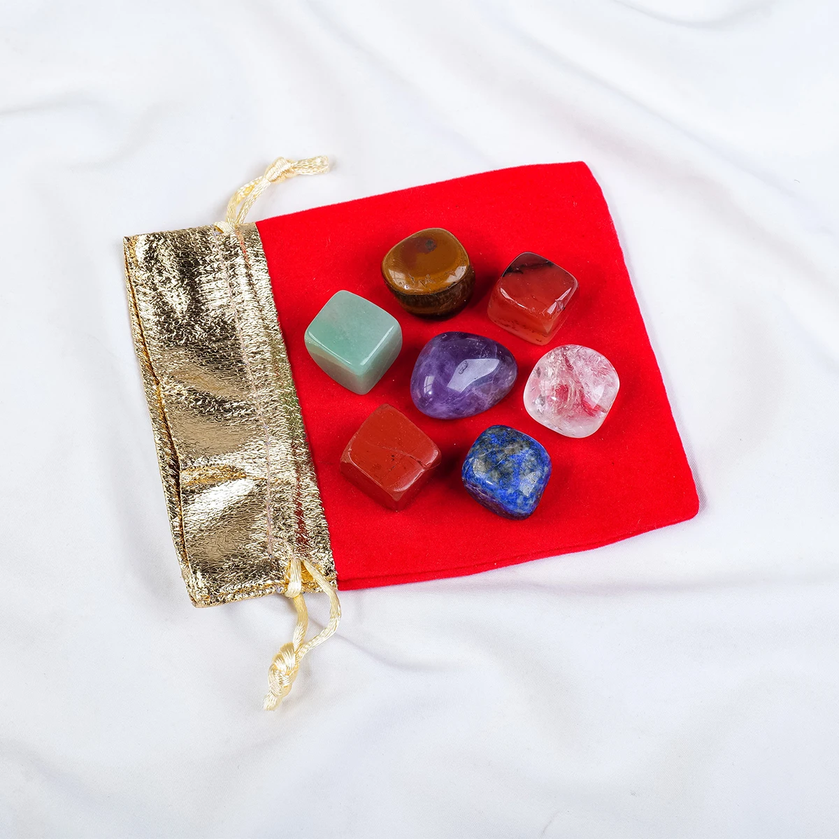1Bag Natural Crystal Polished Rolling Stone 7 Colors Chakra Set Home Decor Energy Healing Gemstone Divination Ornaments