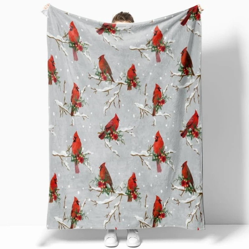 

Cardinal Blanket, Red Birds Flannel Throw Blankets Soft Comfy Lightweight for Girls Boys Kids Home Decor Couch Bed Sofa
